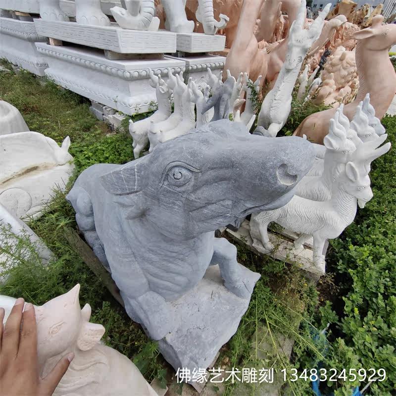 镇水石雕大牛青石水牛 卧牛颐和石雕