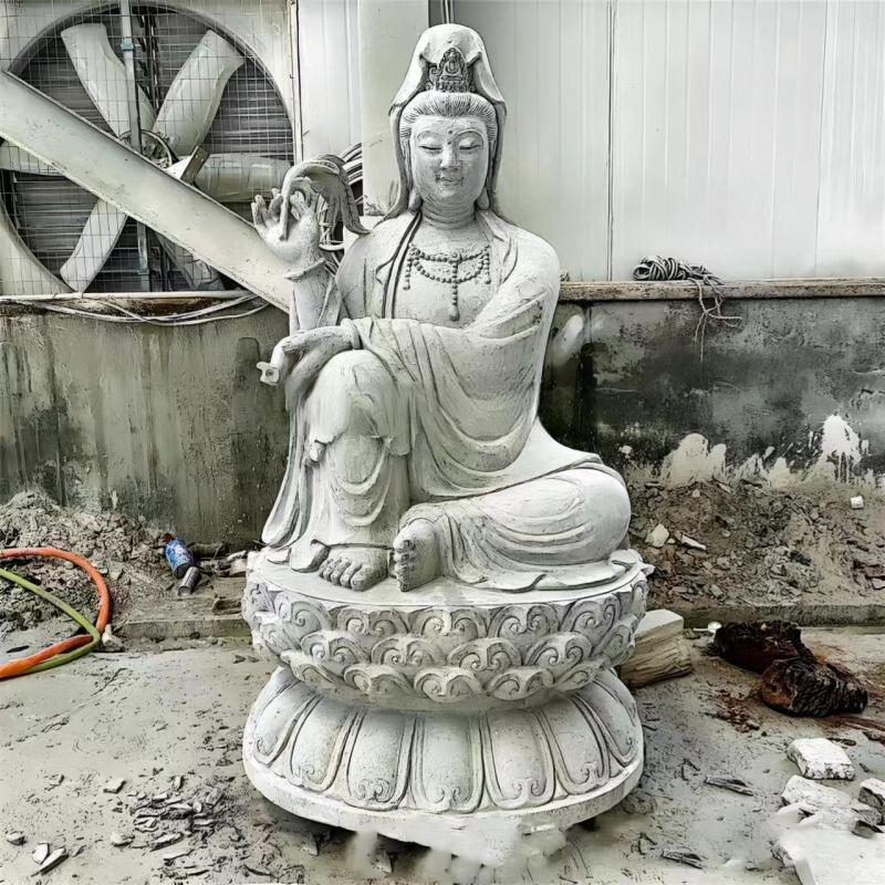 汉白玉石雕佛像坐佛三圣佛观音菩萨佛像寺庙摆件家用释迦摩尼石像