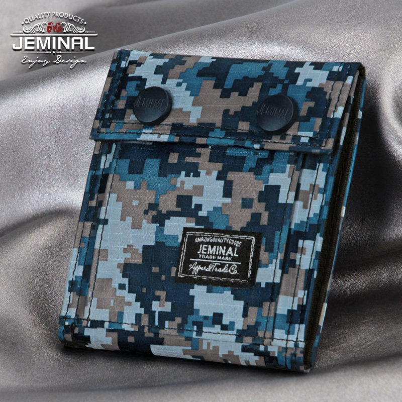 男时尚休闲防水帆布短款迷彩小钱包三折运动男孩学生搭扣布钱夹潮