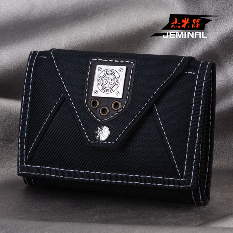 男生韩版帆布尼龙三折运动短款小钱包搭扣拉链零钱学生折叠钱夹男