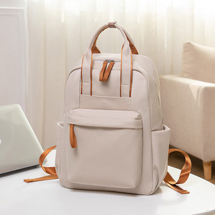 高级感背包女14寸电脑双肩包OL商务帆布女士旅行大容量大学生书包