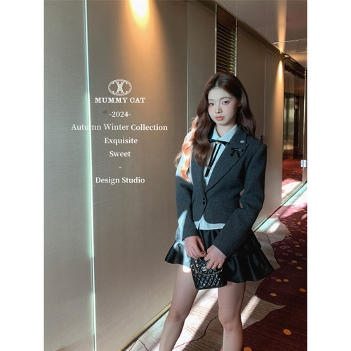 灰色100羊毛枪驳领西装外套