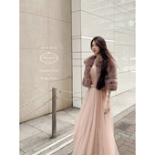 新品 MummyCat下蛋喵 优雅公式 气质温柔拼接网纱日礼服连衣裙