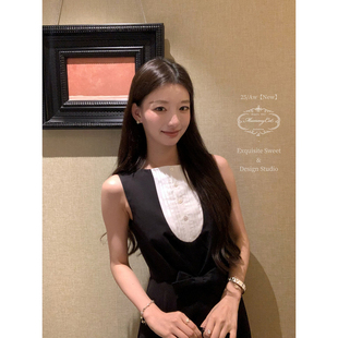 Cat 黑白拼接无袖 下蛋喵 经典 蝴蝶结连衣裙 25新品 Mummy