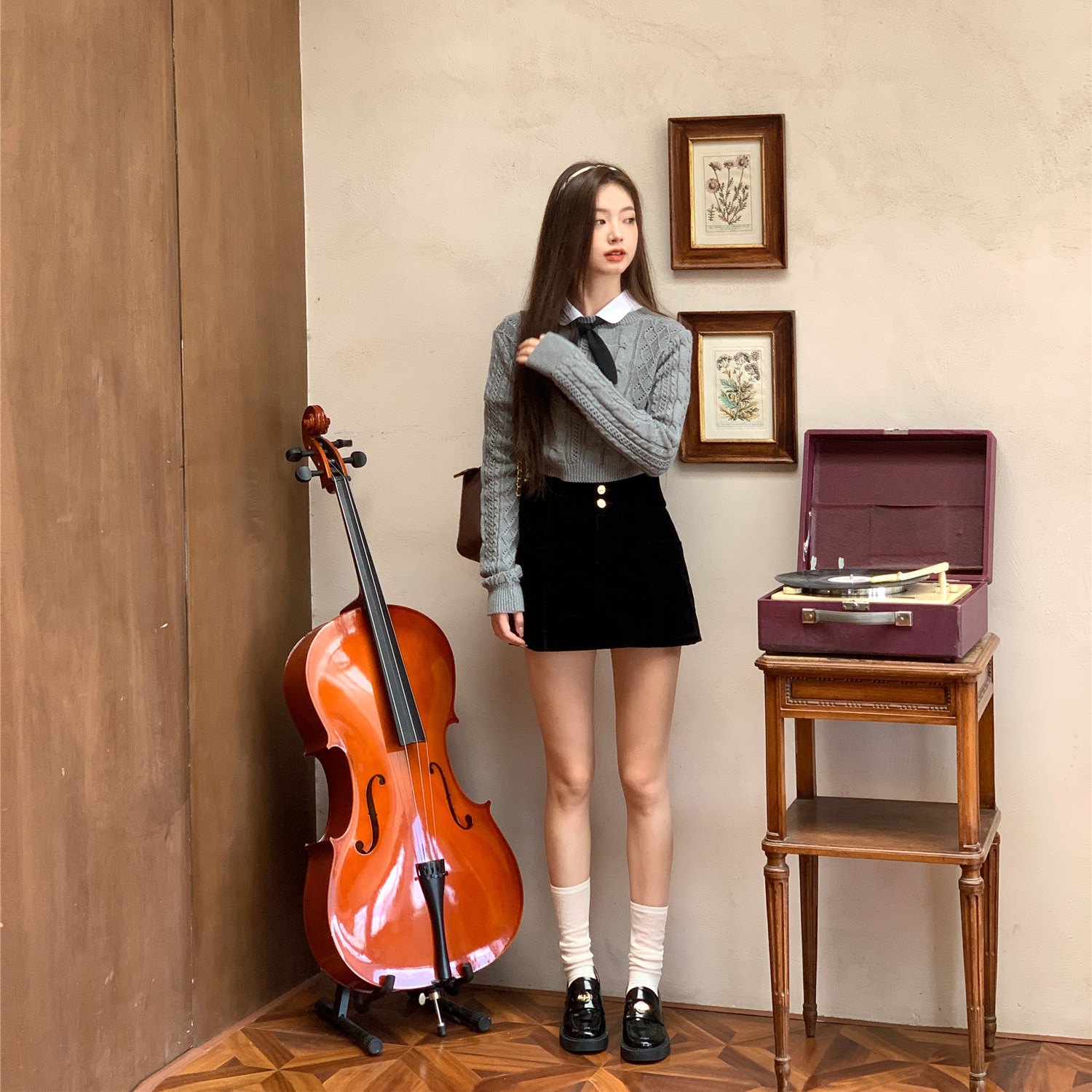 麻花学院派 秋季圆领学院甜美灰色麻花短款百搭毛衣长半裙女套装,女装/女士精品,毛针织衫,淘宝优惠券,粉丝福利购,淘宝优惠卷