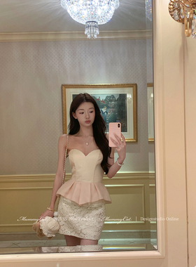 Mummy Cat 下蛋喵【反转芭蕾】新品古早鱼骨蕾丝拼接包臀连衣裙