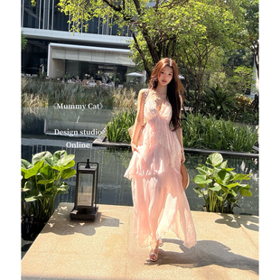 浪漫飘逸海边度假蕾丝花瓣套装 Mummy 日落樱花 下蛋喵 裙 Cat