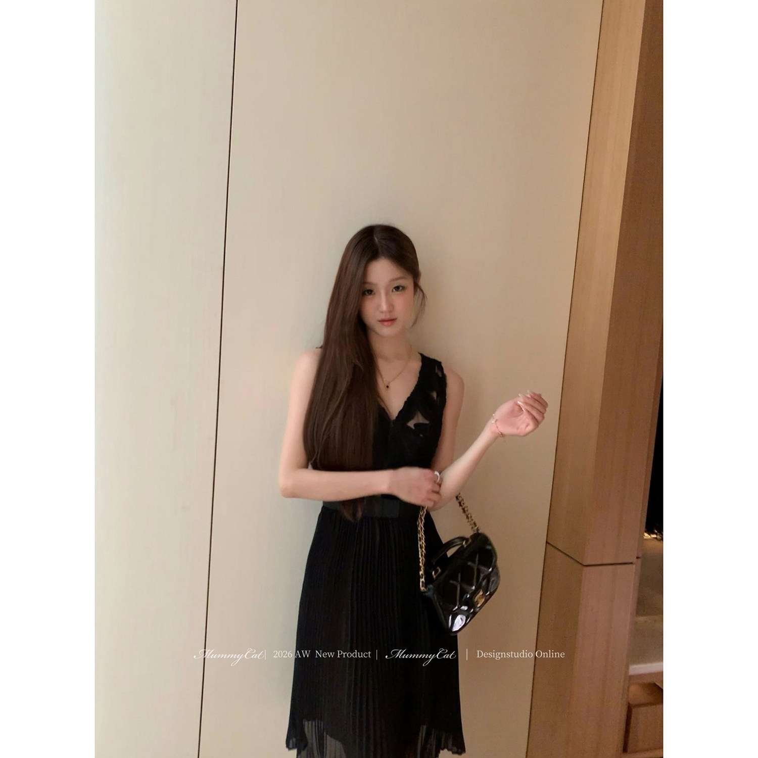 MummyCat下蛋喵【柔雾情书】26新品立体盘绣拼接百褶温柔连衣裙