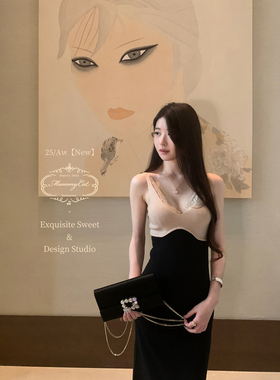Mummy Cat 下蛋喵【温珞佳人】25新品无袖拼接显瘦收腰针织吊带裙