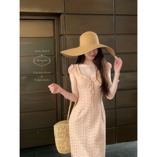 MummyCat下蛋喵【南法小镇】26新品重工蕾丝刺绣花边绑带长连衣裙