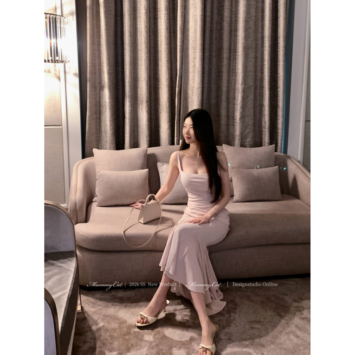 针织乱麻垂弹鱼尾包臀连衣裙