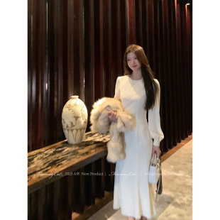 秋冬温柔优雅气质长袖 Mummy 25新品 下蛋喵 连衣裙 Cat