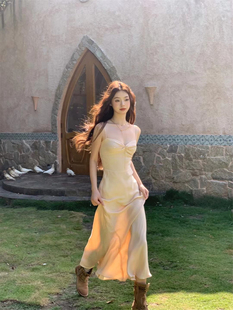 连衣裙 柔美丝滑显瘦内搭打底吊带裙长款 尤利西斯 铜氨丝垂感修身