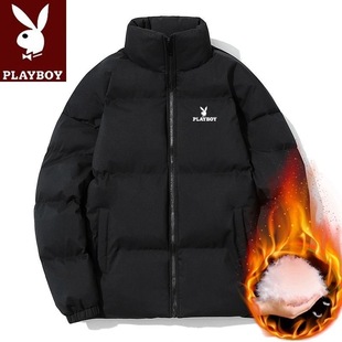 花花公子棉服男休闲加厚宽松潮流百搭保暖面包服立领外套棉袄冬季