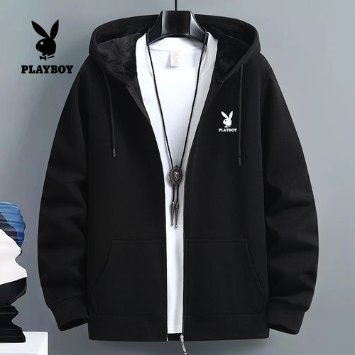 花花公子纯棉外套男开衫卫衣男