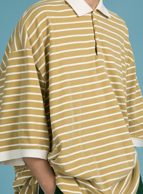 Muro S/S18 Abang ppy stripe 1/2 PK-T 美式翻领大tee