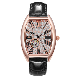 满天星法兰克男士全自动机械手表奢华满钻穆勒酒桶型表潮流男款表