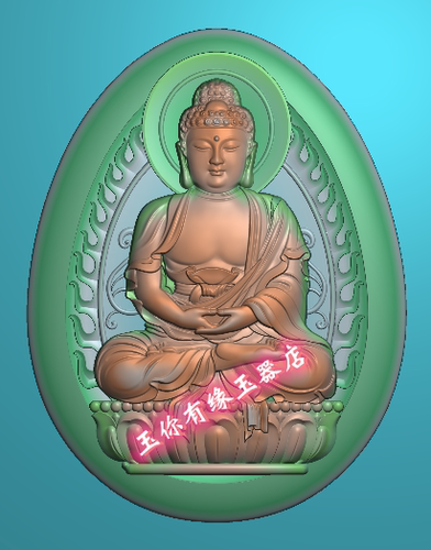 玉雕椭圆如来佛头释迦摩尼佛头挂件精雕图JDP浮雕图BMP灰度图