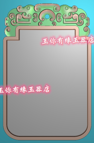 仿古牌头回纹无事牌边框平安无事牌精雕图浮雕玉雕灰度图JDPBMP