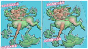 招财瑞兽麒麟挂件精雕图浮雕玉雕灰度图JDPBMP电脑雕刻图麒麟