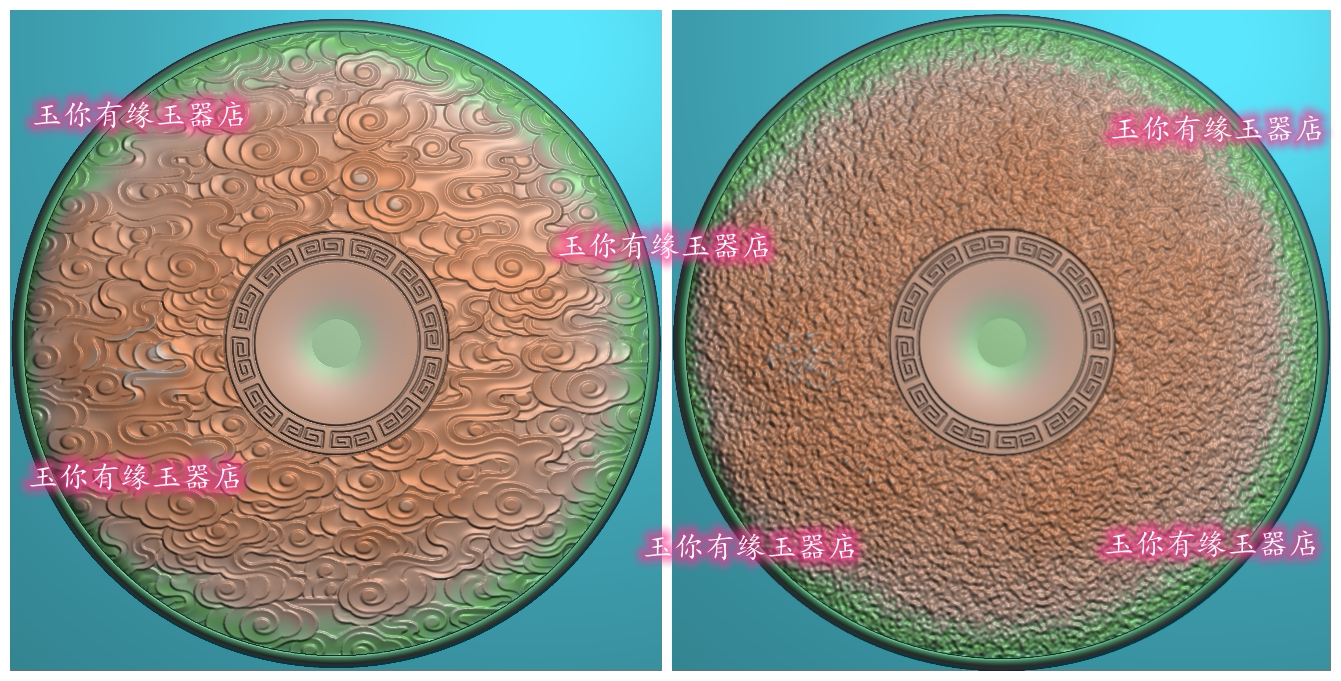 云纹麻点浮雕精雕图满云纹平安扣木雕玉雕图圆牌挂件仿古圆满云纹