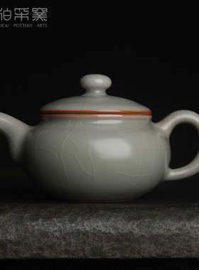 台湾柏采汝窑茶壶 柏采窑 四代粉青 HR-114BX 大古道壶仿古壶茶具