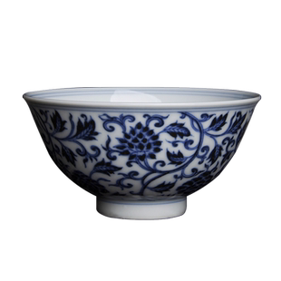 台湾蔡晓芳 手绘青花 缠枝牡丹 沐月杯 晓芳窑 主人杯 聚香品茶杯