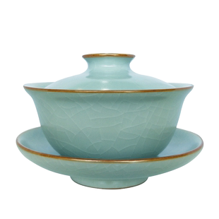 台湾柏采汝窑茶壶豆青釉 柏采窑 WR-103意形盖碗汝瓷开片功夫茶具
