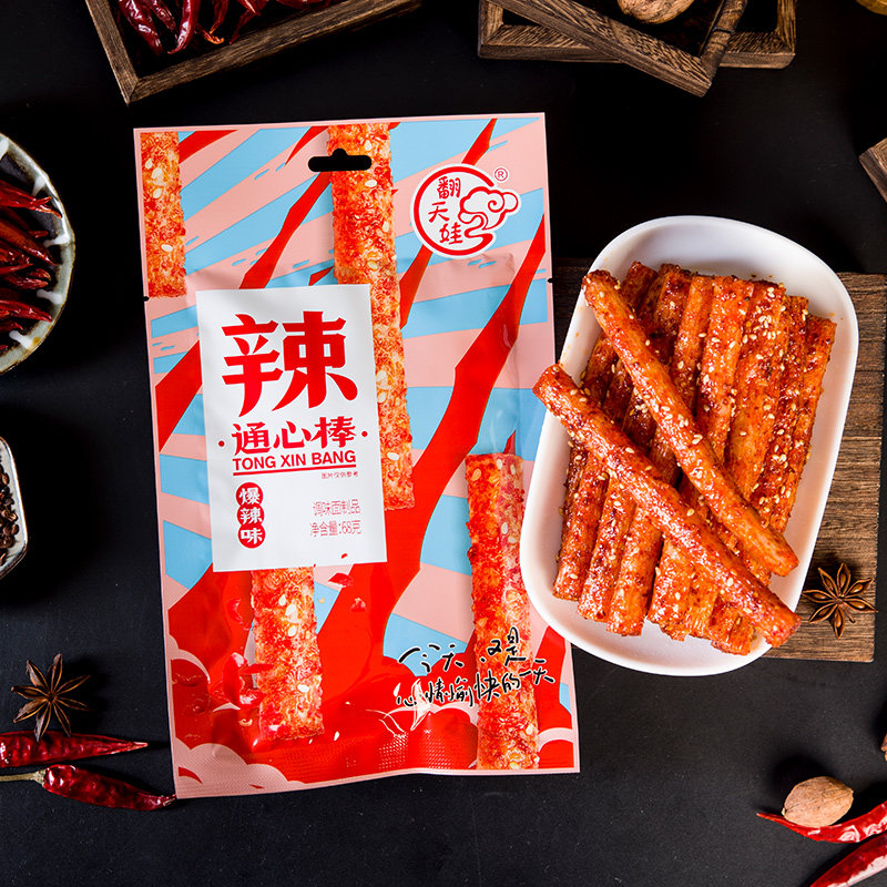 翻天娃爆辣通心棒68g/包网红辣条香辣网红宿舍追剧零食品小吃推荐