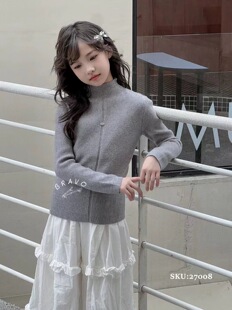 布芮欧童装2025冬女童羊毛衫中高领女童打底衫简约女童毛衣27008