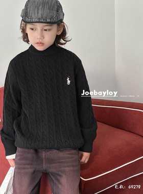 乔贝乐童装2025秋冬新款复古麻花男童毛衣黑色女童针织衫69278