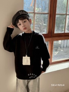 布芮欧童装2025冬季爱心儿童水貂毛衣加厚男童针织衫女童毛衣9012