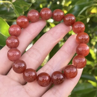 精品保山南红12mm单圈手串，红得发紫，少毛裂，
