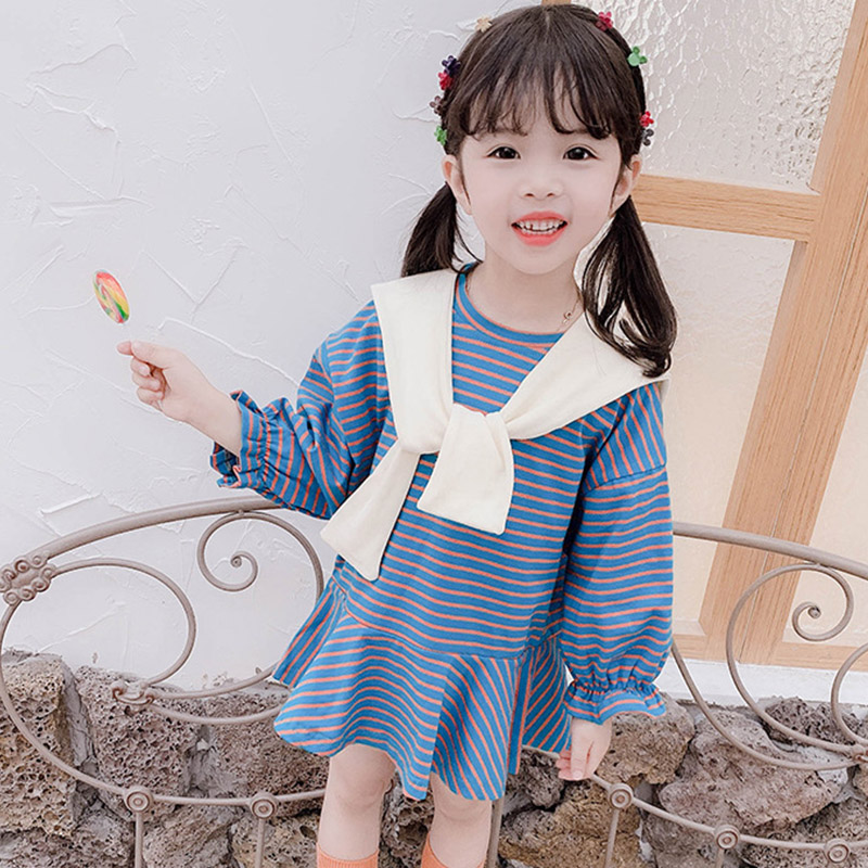 童装长袖连衣裙2025春宽松女宝宝纯棉衣服幼儿园韩版学院风卫衣裙