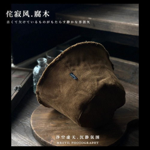 侘寂风日系素色水桶渔夫帽