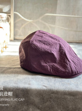-出口K牌-日常百搭纯色速干前进帽子通用英伦复古夏季薄款画家帽