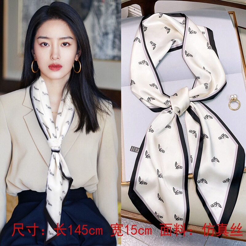 双面长条小丝巾小领巾水滴发带女围巾/丝巾/披肩