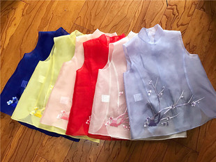 夏姿风经典 少女感古典刺绣立领花边真丝欧根纱微透马夹背心 特