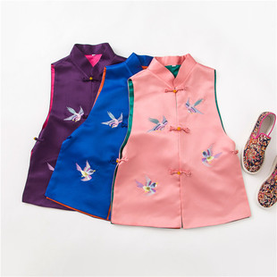店长推荐~喜鹊刺绣中国风马夹盘花扣新中式马甲复古背心气质女装