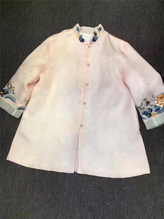 轻奢跑量特惠真丝提花螺纹欧根纱重工刺绣新中式改良唐装女装上衣