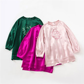 上衣女装 重工麻缎华丽古风刺绣轻奢中国风圆领宽松个性 淑女唐装 特