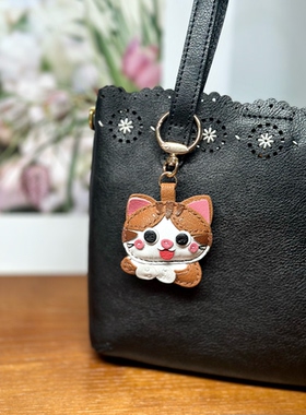 法羊皮猫咪包包挂件真皮钥匙挂件
