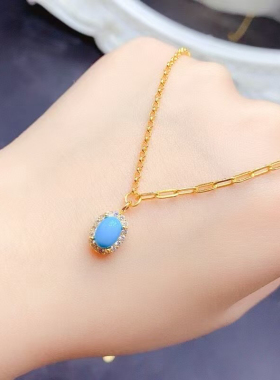 925纯银吊坠空托来石镶嵌椭圆5×7红蓝宝石定制款式银托加工批发