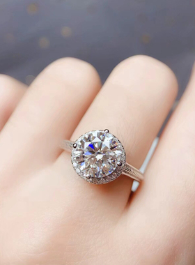 925纯银镀铂金品质不掉色一克拉圆5/6.5/8/9mm空托戒托工厂定制