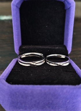925纯银素圈情侣对戒定制刻字