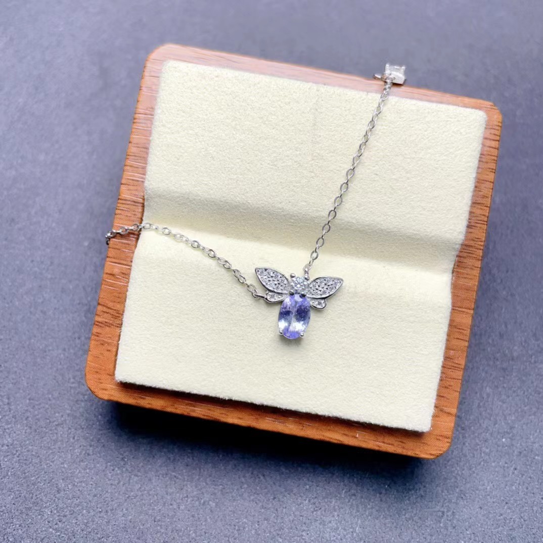 冰海天使925纯银手链手镯镶嵌椭圆3*5坦桑石银托空托定制批发