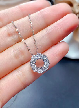 铂金锁骨链百搭莫桑钻银吊坠