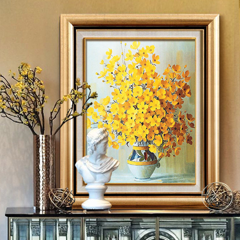 简欧式玄关装饰画竖版壁画过道走廊挂画风水油画美式装饰画