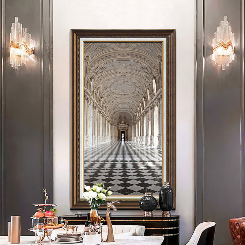 入户玄关装饰画过道走廊竖版轻奢壁画空间长廊欧式餐厅楼梯间挂画