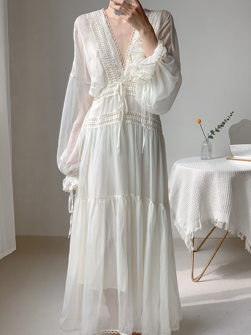 法式复古小众长袖仙女连衣裙